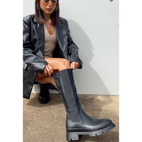 Princess Polly Shoes - Princess Polly Douglas Platform Boots Black Chelsea New Size 7